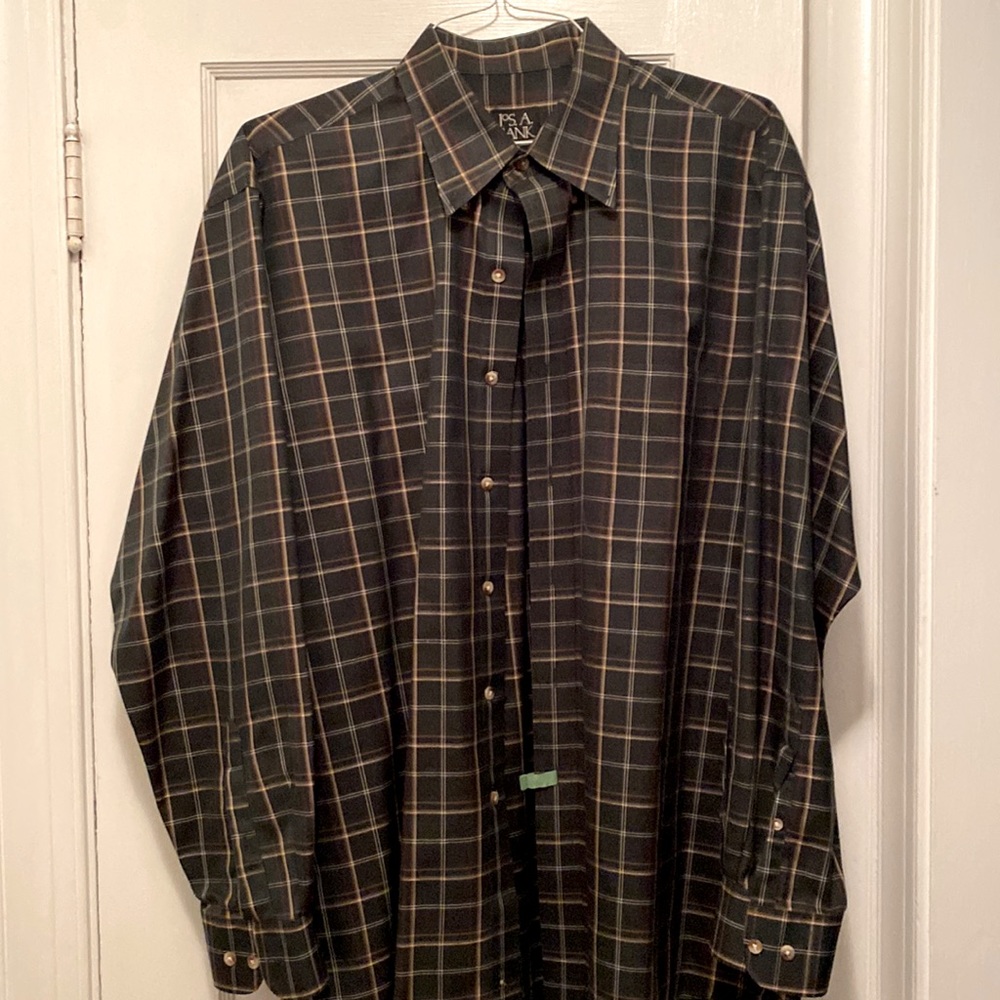Jos A Bank Olive Green Button Down Collar Shirt - Large